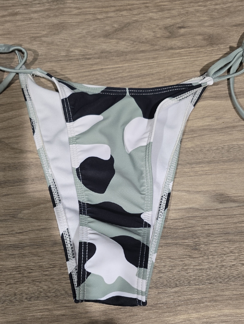 Source Unknown Green White Black Camo Tie-Side Bikini Bottom